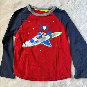 Kids Mini Boden Space Adventure Red and Blue Shirt